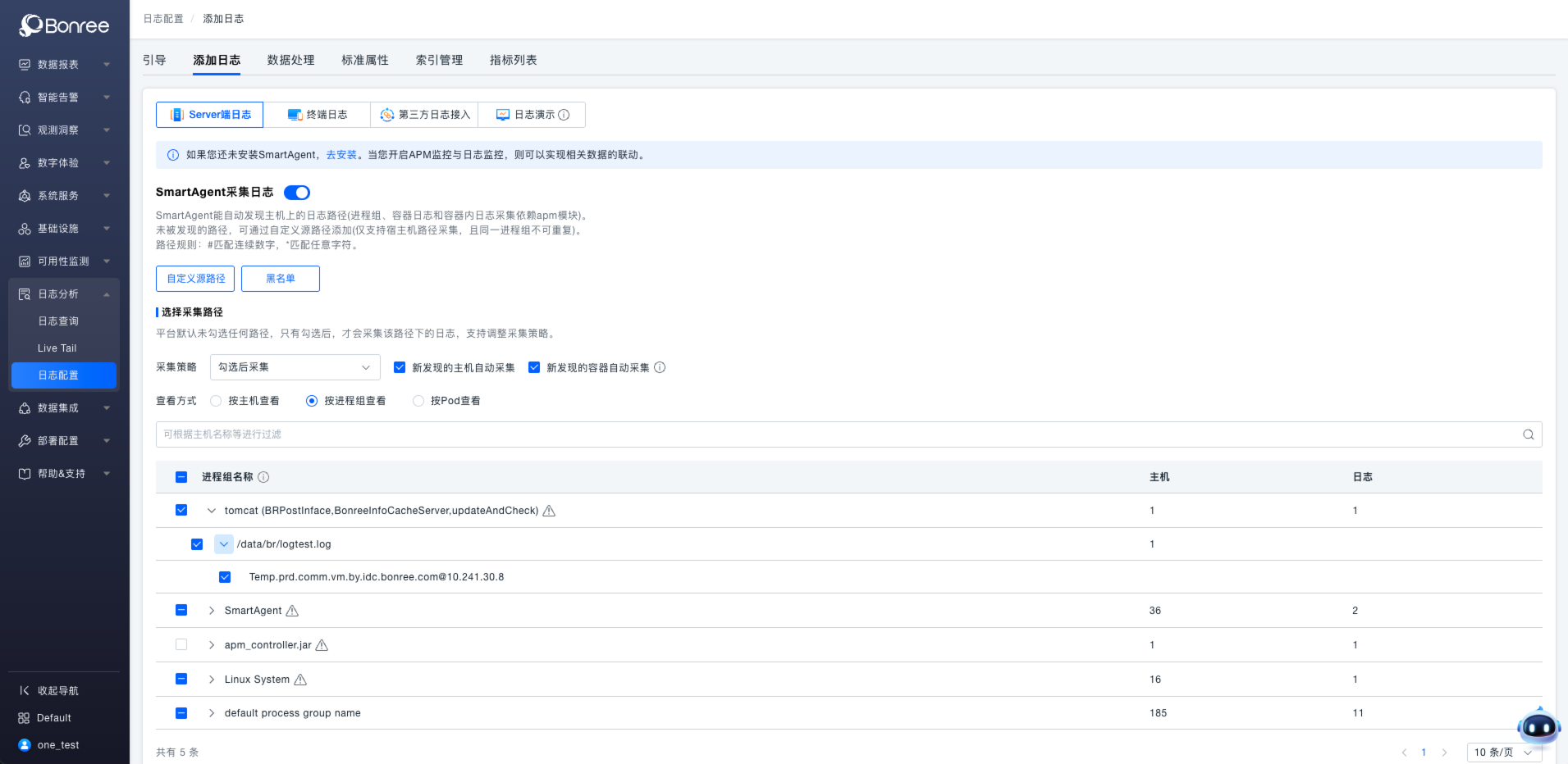 按照进程组查看