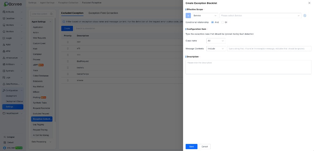 Create Exception Blacklist